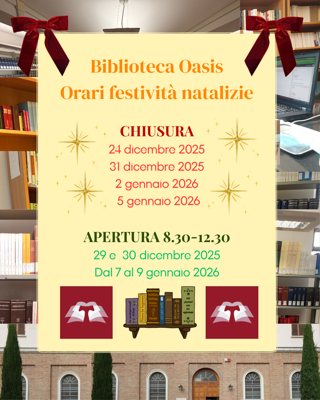 Chiusura festivit&agrave; natalizie 2025 della Biblioteca Oasis