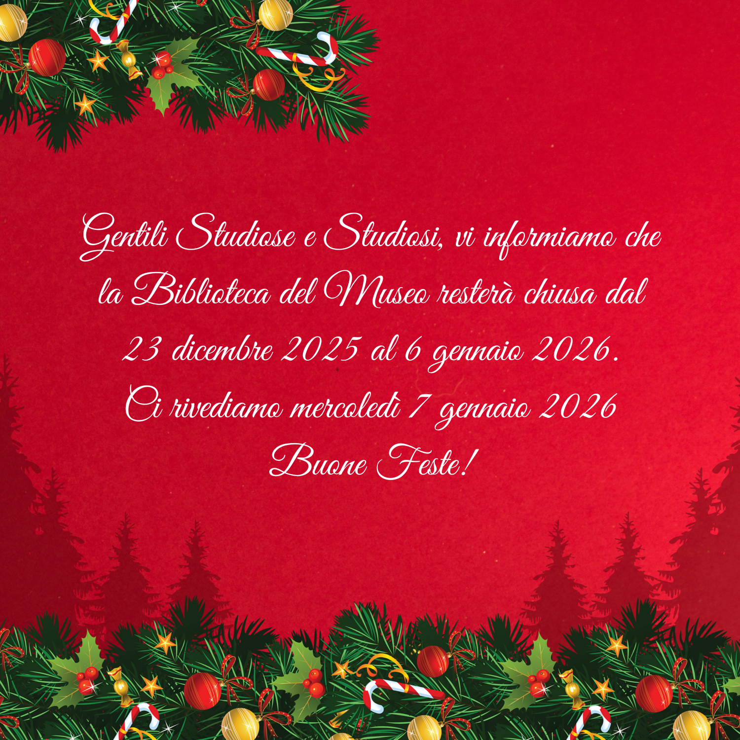 Chiusura festivit&agrave; natalizie