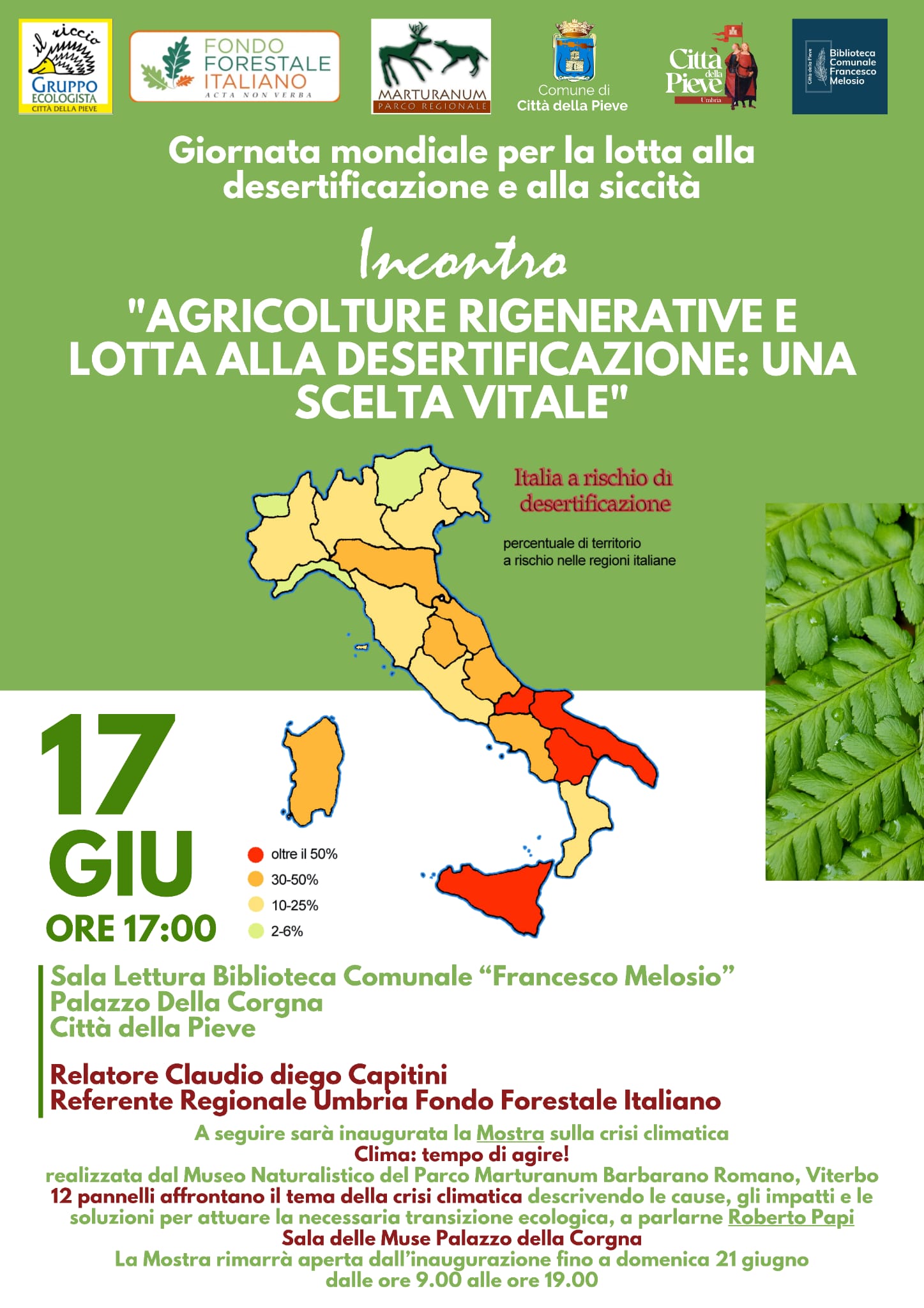 Il clima: un incontro e una mostra didattica a Citt&agrave; della Pieve